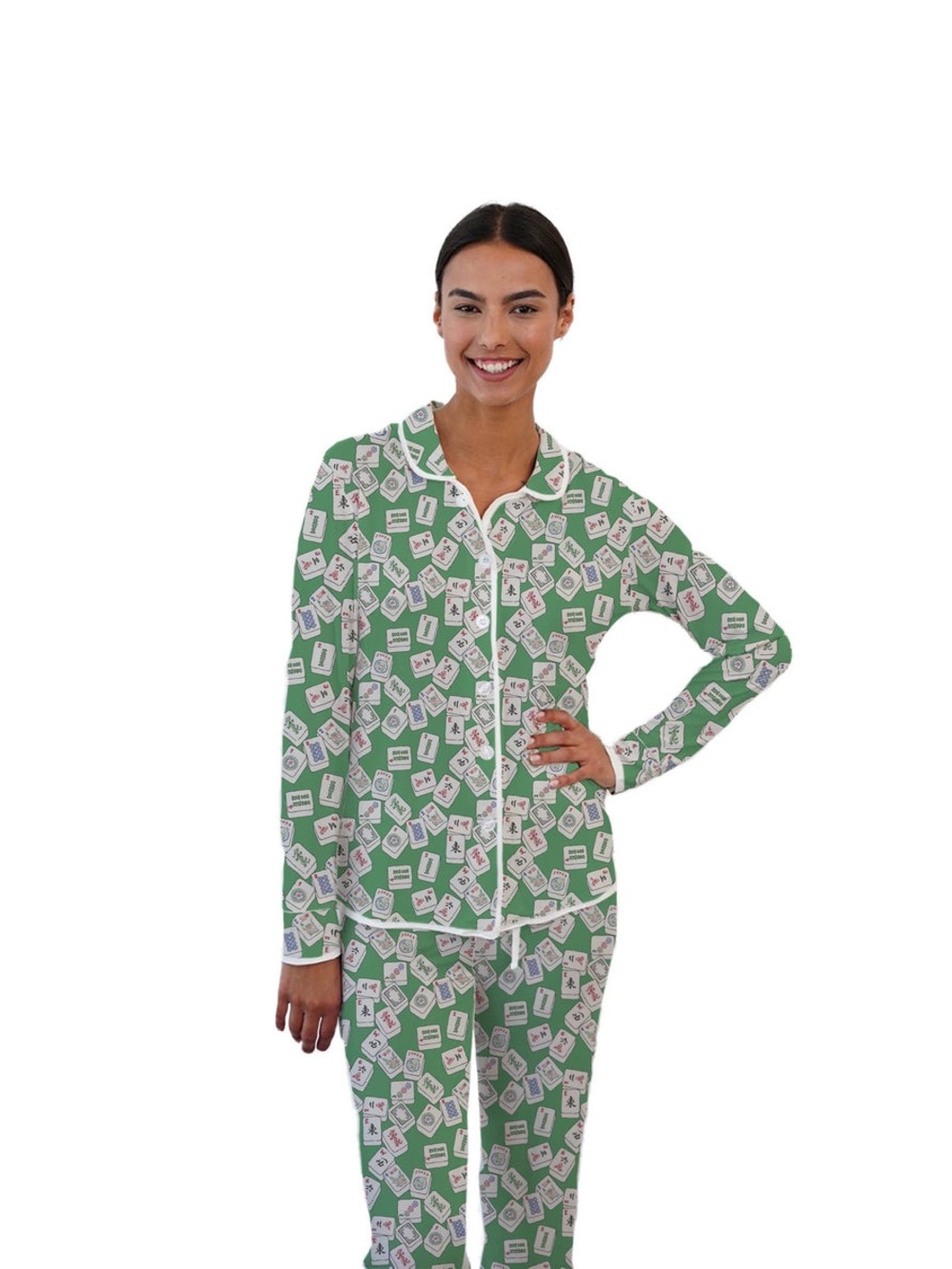 Toss Designs Mahjong Printed Pajama Set - Comfortable Long-Sleeve Sleepwear
